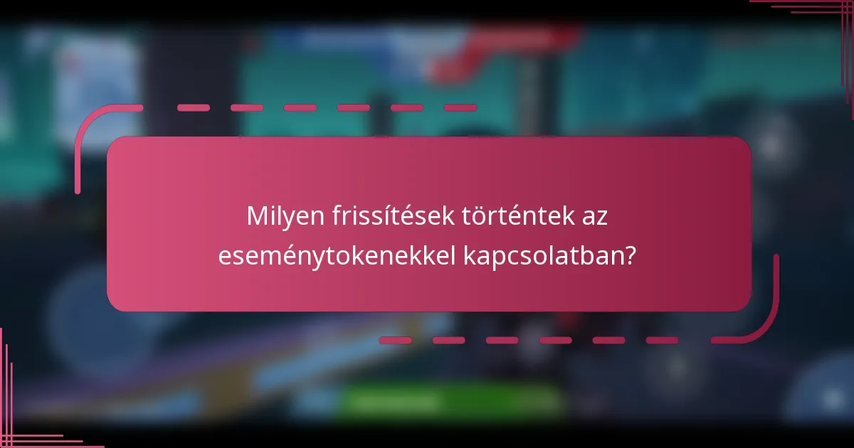 Milyen frissítések történtek az eseménytokenekkel kapcsolatban?